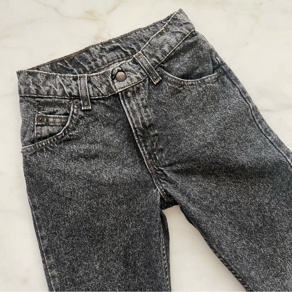 90s Vintage Girls Levi’s Black Acid Wash Straight Leg Jeans - Size 12 Made in US